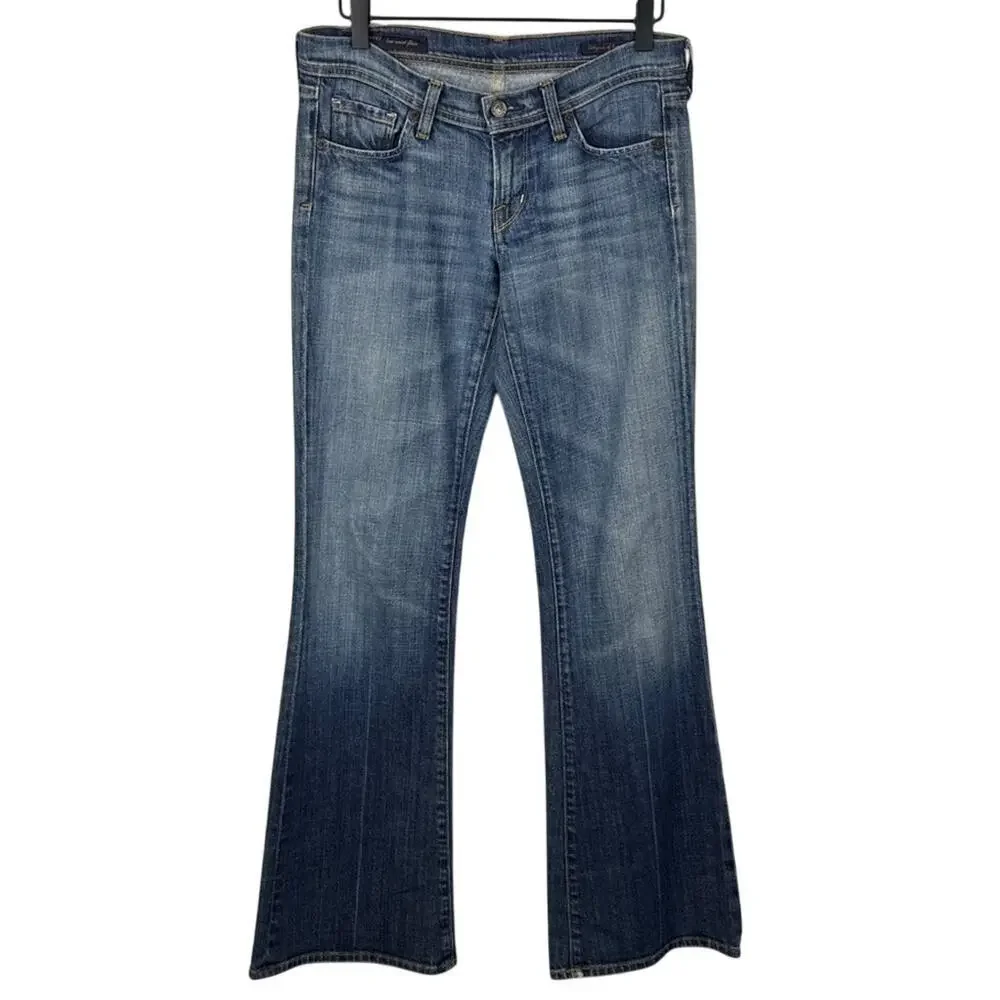 Citizens of Humanity Naomi Low Rise Flare Jeans 27 Blue Distressed Y2K Stretch